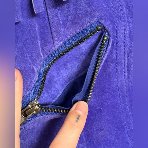 Staring at Stars Genuine Royal Purple Leather Suede Collared Jacket Size Small - Picture 13 of 13